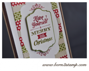 Stampin' UP! Weihnachtskarte mit Merry little Christmas und Framelits Chalk talk und Framelits Nostalgische Etiketten