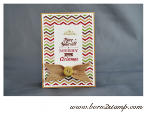 Stampin' UP! Weihnchtskarte mit Merry little Christmas und Juteband und DSP Stilmix