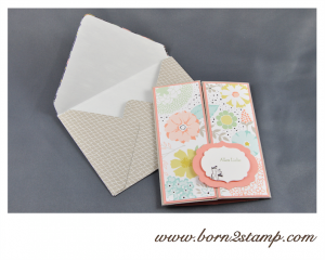 STAMPIN' UP! Geburtstagskarte mit SAB 2014 DSP und See ya later und Kleine Wünsche und Make a Cake inkl. Umschlag mit Envelope Punch Board 1