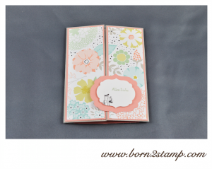 STAMPIN' UP! Geburtstagskarte mit SAB 2014 DSP und See ya later und Kleine Wünsche und Make a Cake inkl. Umschlag mit Envelope Punch Board 2
