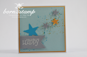 STAMPIN' UP! Karte mit Gorgeous Grunge und Happy Watercolor und Framelits Banner