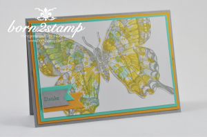 STAMPIN' UP! Karte mit Swallowtail und Gorgeous Grunge und Kleine Wünsche und Banners Framelits
