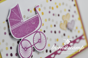 STAMPIN' UP! Babykarte mit Something for Baby und Framelits Fürs Baby und Spruch-reif und DSP Mondschein und InColor 2014-2016