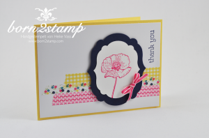 STAMPIN' UP! Karte mit Washi Gartenparty und Happy Watercolor und Framelits Label Collection
