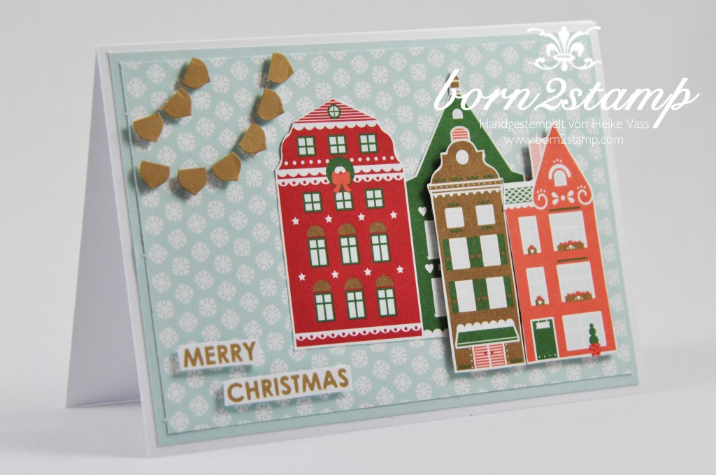 STAMPIN' UP! Weihnachtskarte DSP Nordische Weihnacht Wishing you Stanze Kleine Blüte