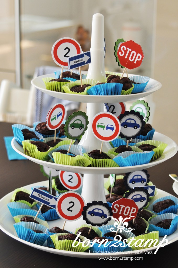 Auto Party Geburtstag Birthday Car theme Deko decoration Muffinstecker Cupcake