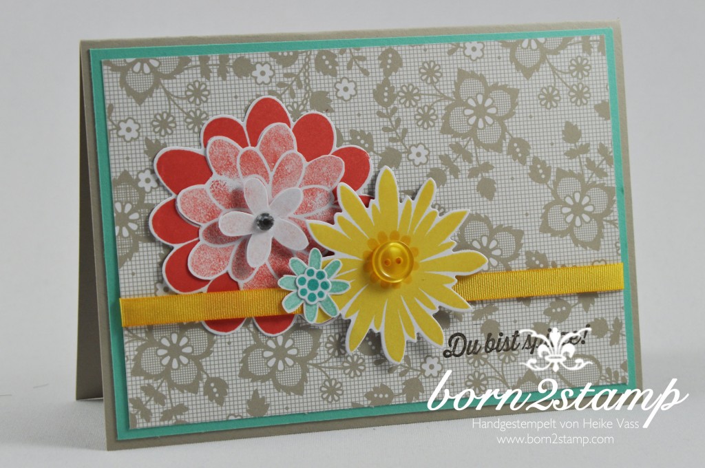 STAMPIN' UP! born2stamp Geburtstagskarte Flower Patch Flower Fair Framelits Wie Du bist Accessoires Die schoenste Zeit