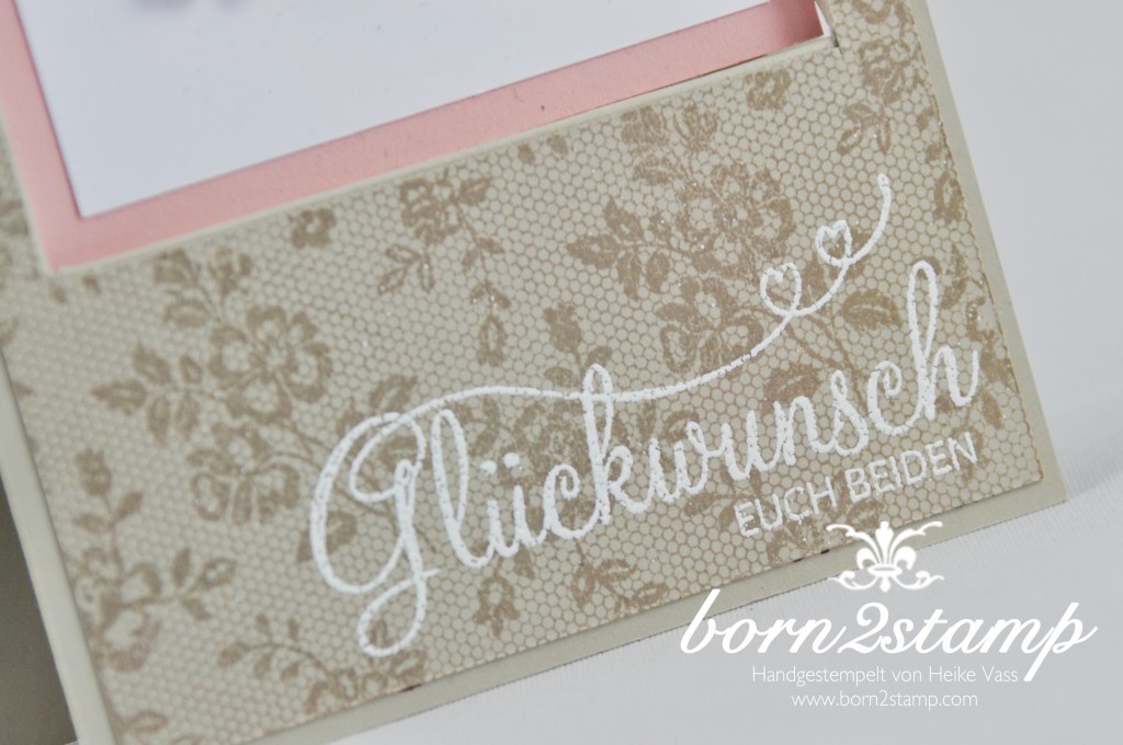 STAMPIN' UP! born2stamp Hochzeitskarte - I love lace - Perfekter Tag - Itty bitty Akzente - Strassschmuck - recessed window card