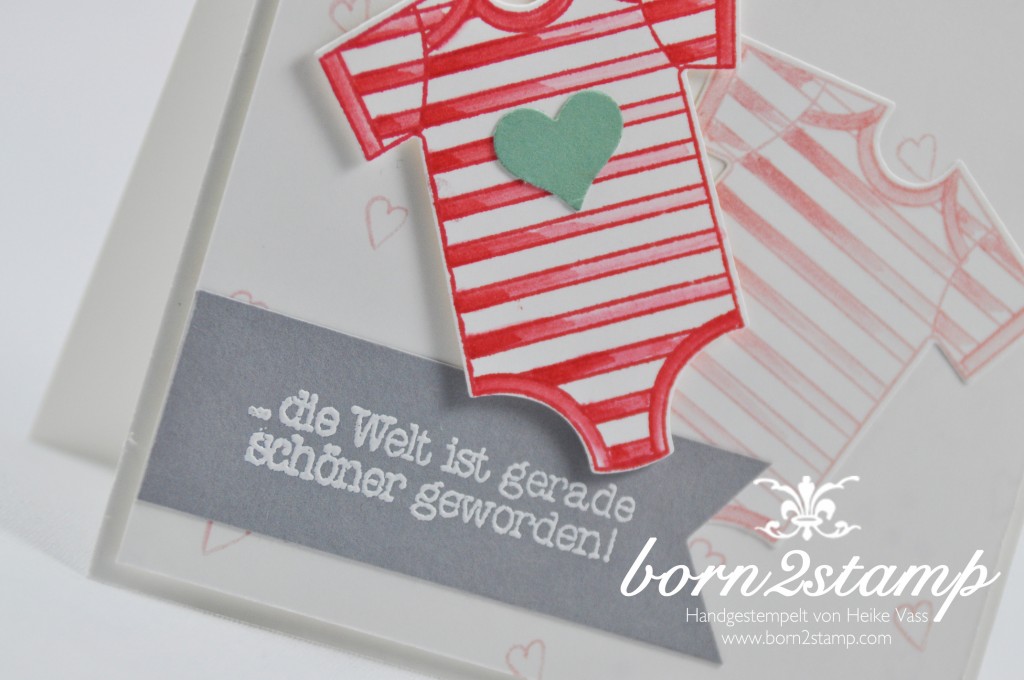 STAMPIN' UP! born2stamp Babykarte - Zum Nachwuchs - Made with love - Something for Baby - Babys first Framelits - Puenktchen-Spitenband