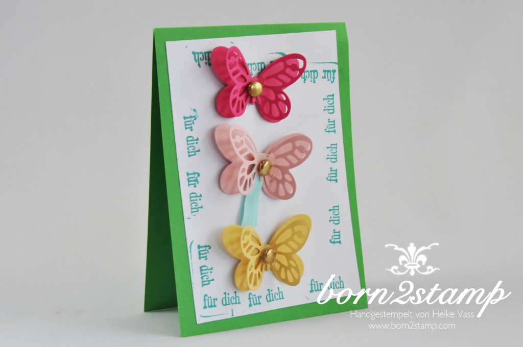 STAMPIN' UP! born2stamp Kinderkarte - Bold Butterfly Framelits - Butterflies Thinlits - Geburtstagsgruesse fuer alle