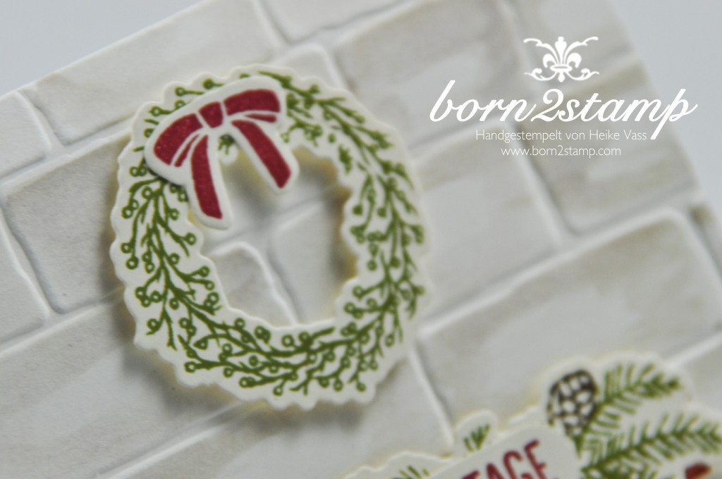 born2stamp STAMPIN' UP! Weihnachtskarte - Festive Fireplace - Framelits Am Kamin - Mischstifte - Wassertankpinsel