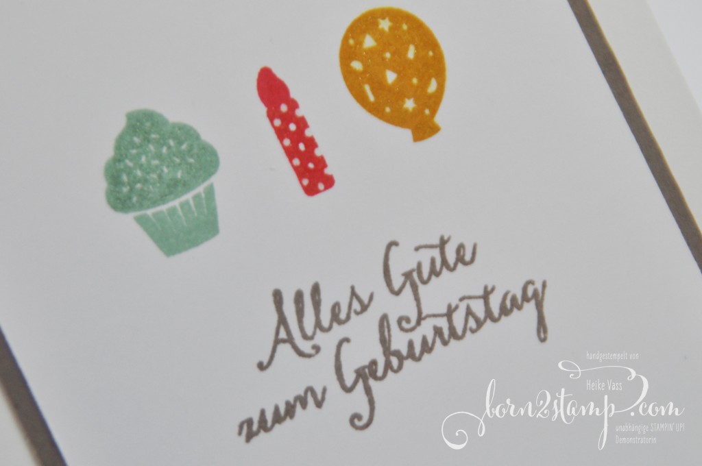 born2stamp STAMPIN' UP! Geburtstagskarte Party Grueße Partyballons Glitzer-Pinselstift