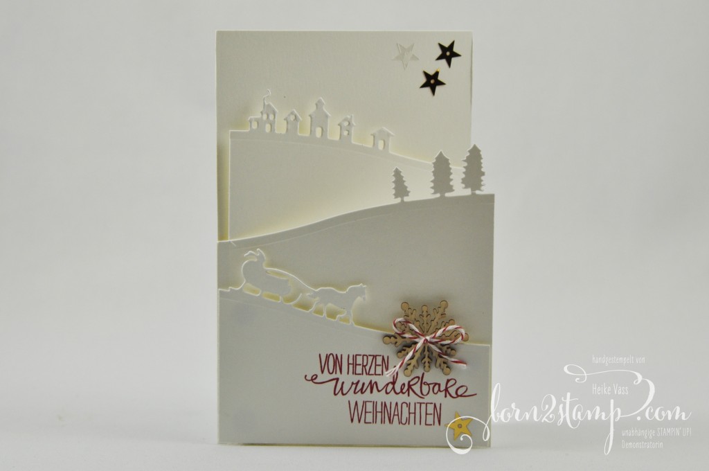 born2stamp STAMPIN' UP! Weihnachtskarte - Schlittenfahrt - Schneeflocke - Willkommen Weihnacht