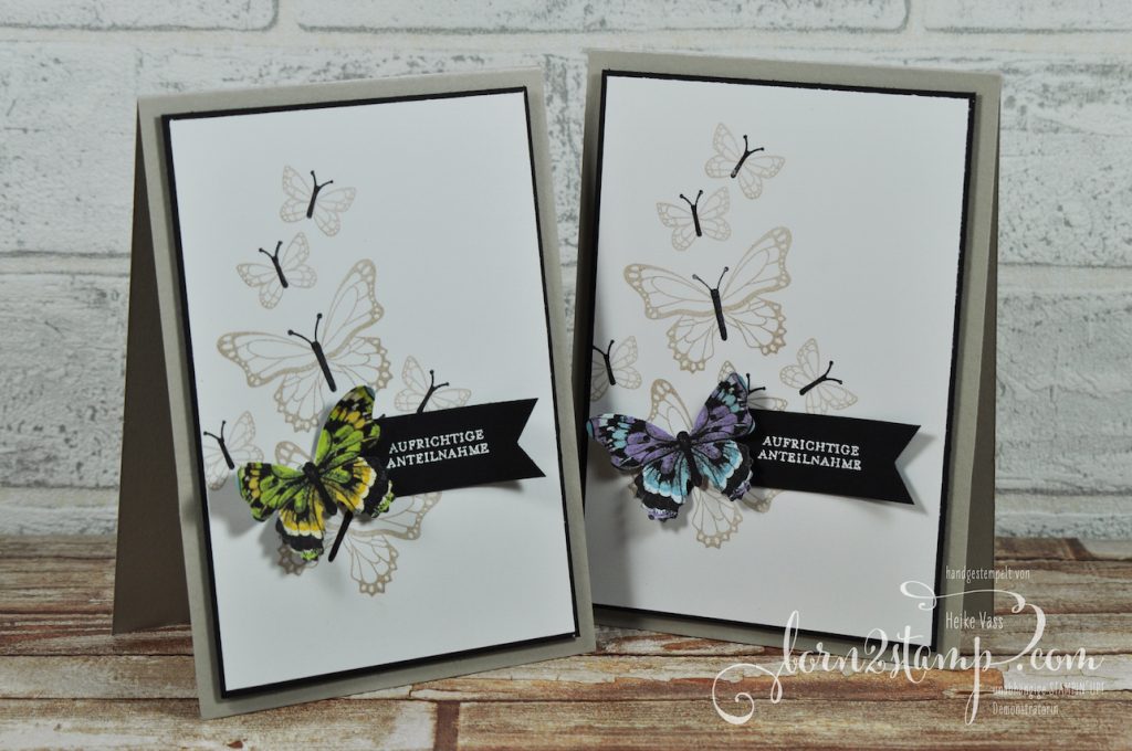 born2stamp STAMPIN' UP! Trauerkarten - Schmetterlingsglueck - DSP Schmetterlingsvielfalt - Klitzekleine Wuensche