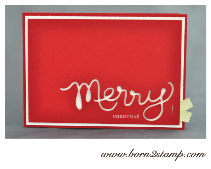 Stampin‘ UP! Weihnachtskarte mit den Thinlits Dies Worte und Joyous Celebrations