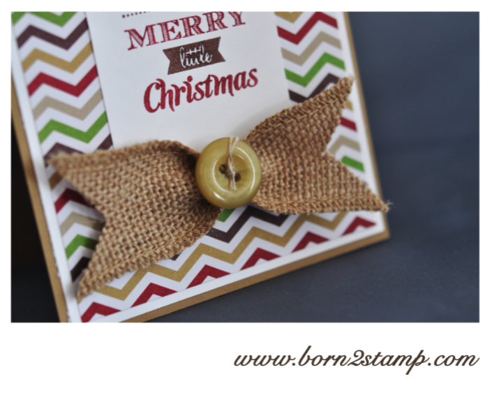 Stampin‘ UP! Weihnchtskarte mit Merry little Christmas und Juteband und DSP Stilmix