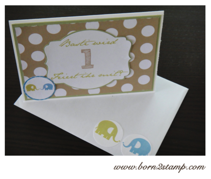 Elefantenparty Einladungskarte