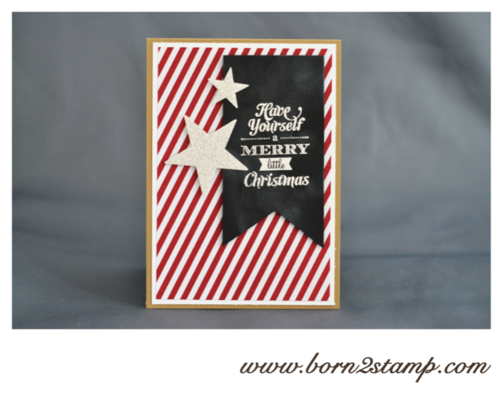 Stampin‘ UP! Weihnachtskarte mit Merry little Christmas und DSP Stilmix