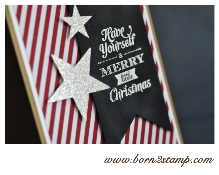 Stampin‘ UP! Weihnachtskarte mit Merry little Christmas und DSP Stilmix