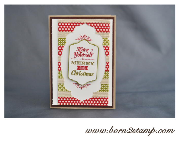 Stampin‘ UP! Weihnachtskarte mit Merry little Christmas und Framelits Chalk talk und Framelits Nostalgische Etiketten