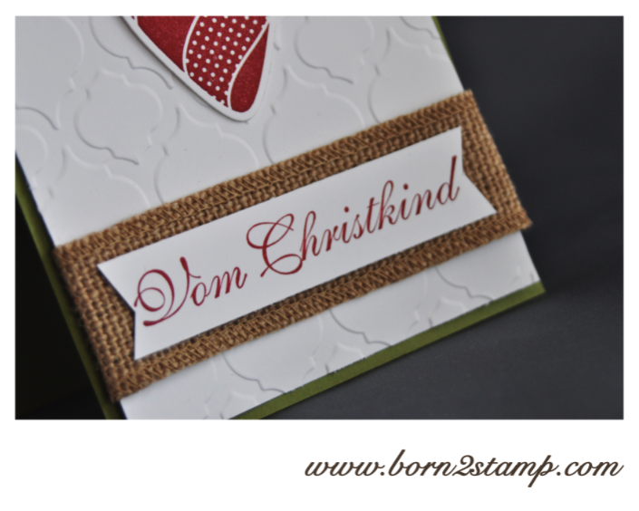 Stampin‘ UP! Weihnachtskarte mit Ornament Keppsakes und Grüße zum Fest und Prägefolder Modernes Mosaik