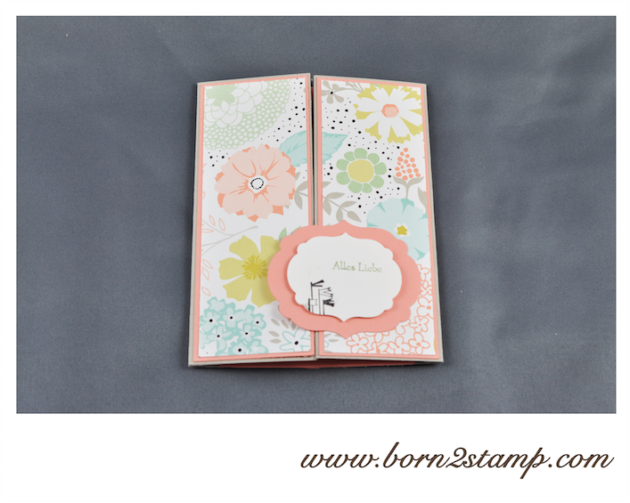 STAMPIN‘ UP! Geburtstagskarte mit SAB 2014 DSP und See ya later und Kleine Wünsche und Make a Cake inkl. Umschlag mit Envelope Punch Board 2