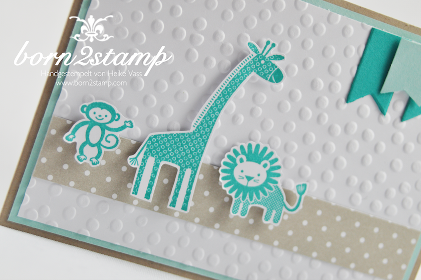 STAMPIN‘ UP! Karte mit Zoo Babies und Fähnchenstanze und Banners Framelits