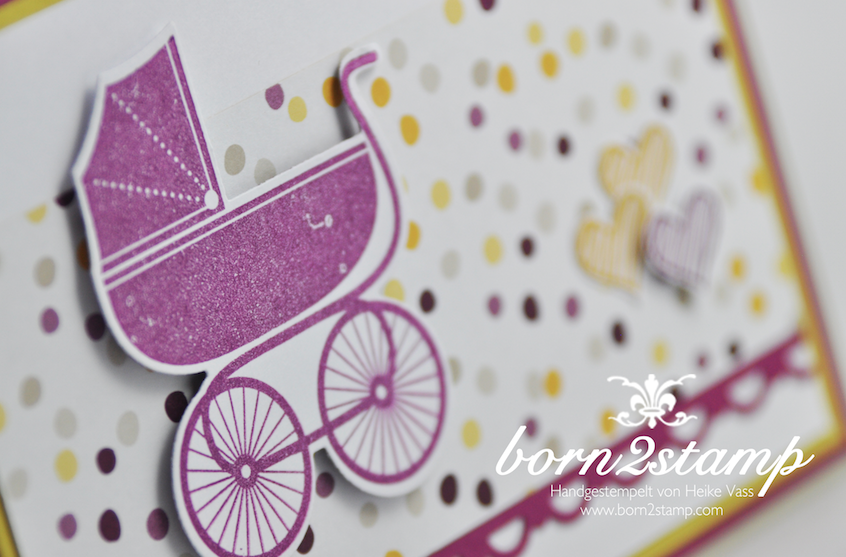 STAMPIN‘ UP! Babykarte mit Something for Baby und Framelits Fürs Baby und Spruch-reif und DSP Mondschein und InColor 2014-2016