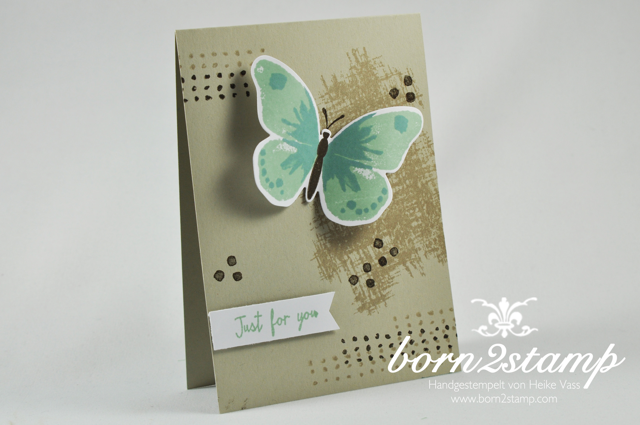 STAMPIN‘ UP! born2stamp Karte Watercolor Wings – Alles wird gut – Faehnchenstanze – Bold Butterfly Framelits