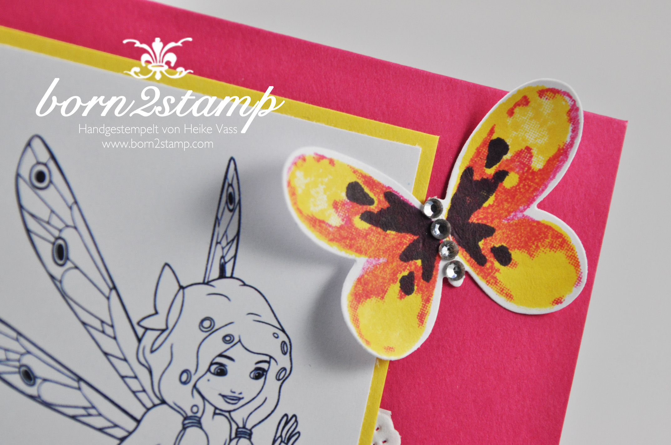 STAMPIN‘ UP! born2stamp Kinder-Geburtstagskarte – Mia&me – Fruehlingsreigen – Watercolor Wings – Butterfly Thinlits