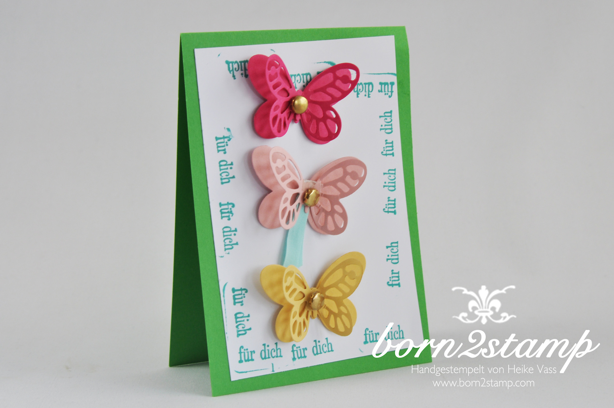 STAMPIN‘ UP! born2stamp Kinderkarte – Bold Butterfly Framelits – Butterflies Thinlits – Geburtstagsgruesse fuer alle