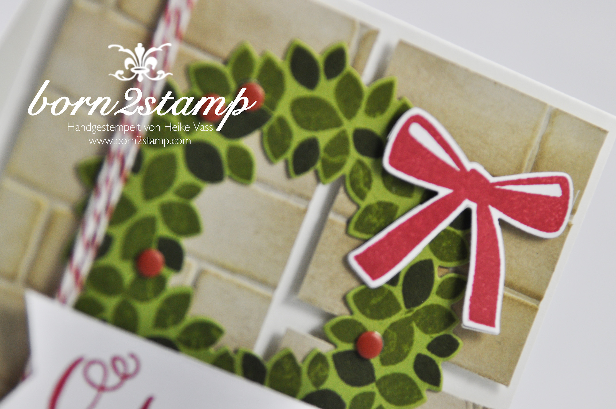 STAMPIN‘ UP! born2stamp Weihnachtskarte – Willkommen Weihnacht – Wondreous Wreath – Wonderful wreath Framelits – Froehliche Weihnachten – Accessoires Zauberwald