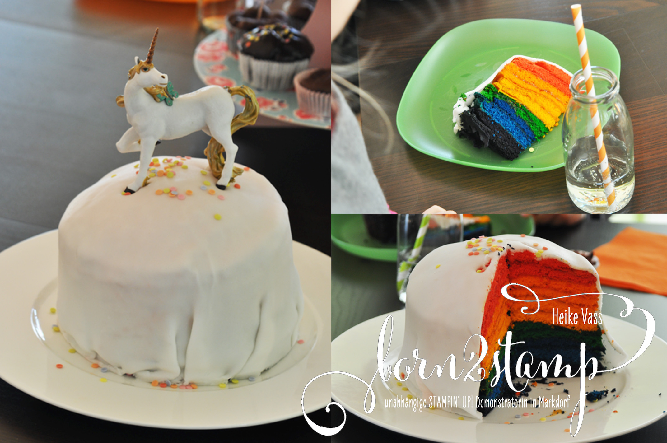 born2stamp STAMPIN‘ UP! Geburtstagsparty Einhorn unicorn Kuchen