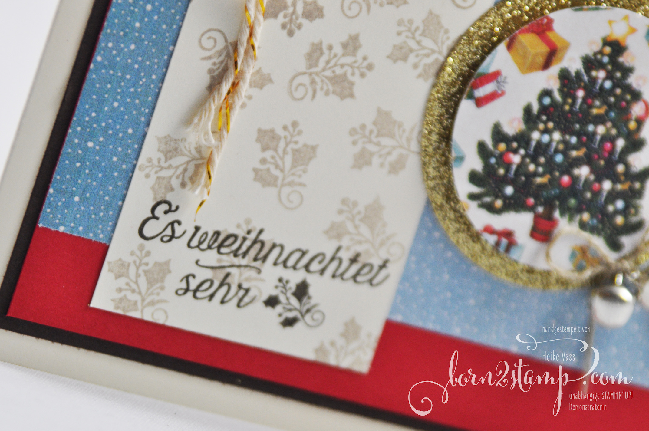born2stamp STAMPIN‘ UP! Weihnachtskarte – DSP Heilige Weihnachten – Froehliche Weihnachten – Gold